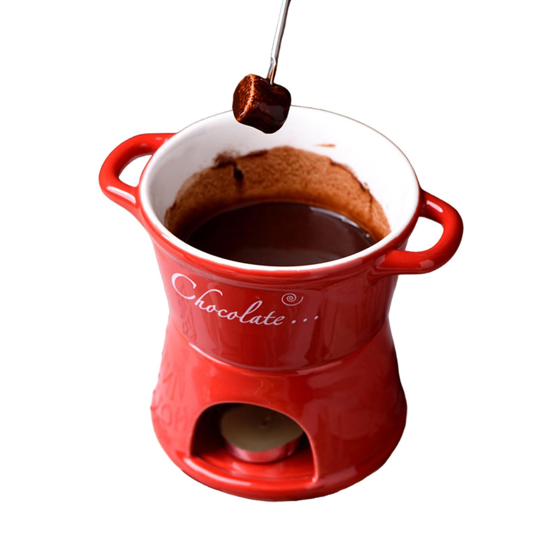 Schokofondue Tasse Fondues Keramik Schmelzbutterwärmer Mit Gabel,Tragbares Schokoladen Hot Pot Beche