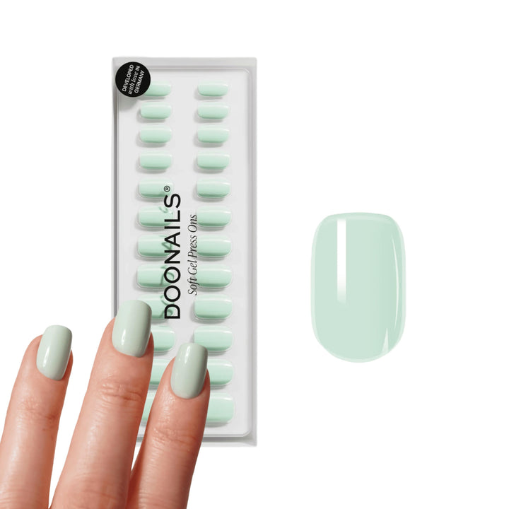 DOONAILS Soft Gel Press On Nails 30er Set Cute Cucumber Short Square Form Pastel Grün Nägel zum Aufk