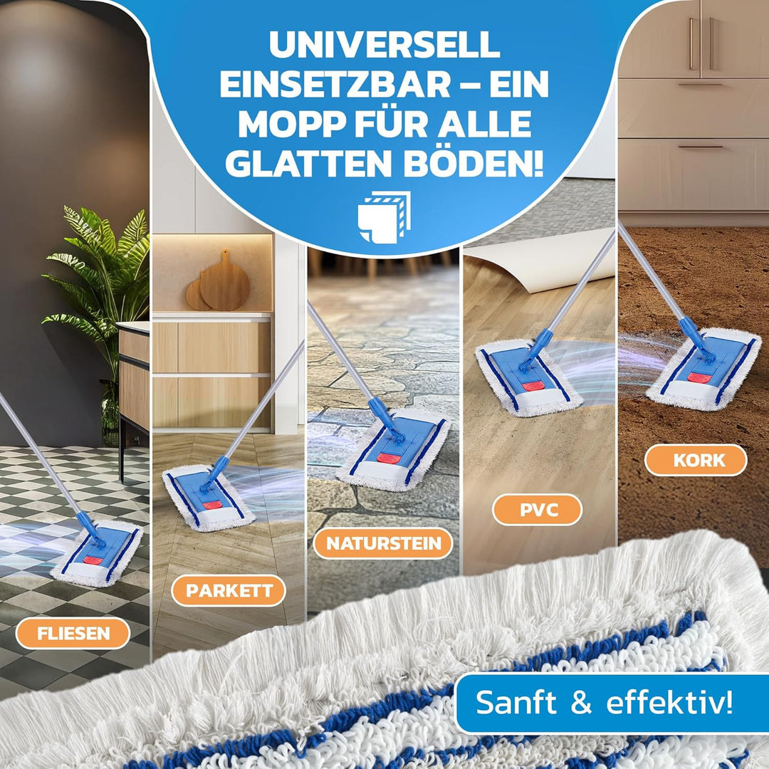 Premium Hospital WISCHBEZUG 50CM | 3er Pack | Profi Wischmopp aus Mikrofaser, Baumwolle & Polyester