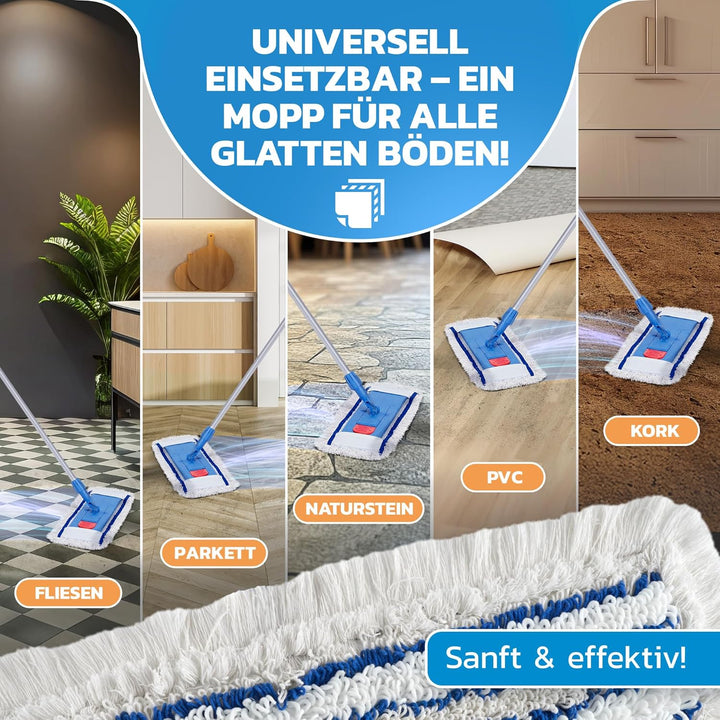 Premium Hospital WISCHBEZUG 50CM | 3er Pack | Profi Wischmopp aus Mikrofaser, Baumwolle & Polyester