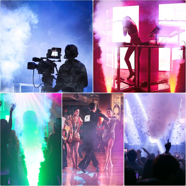 24 LED Nebelmaschine mit Lichteffekt, 1800W Rauchmaschinen Bühneneffekt RGBW Fog Machine mit Fernbed