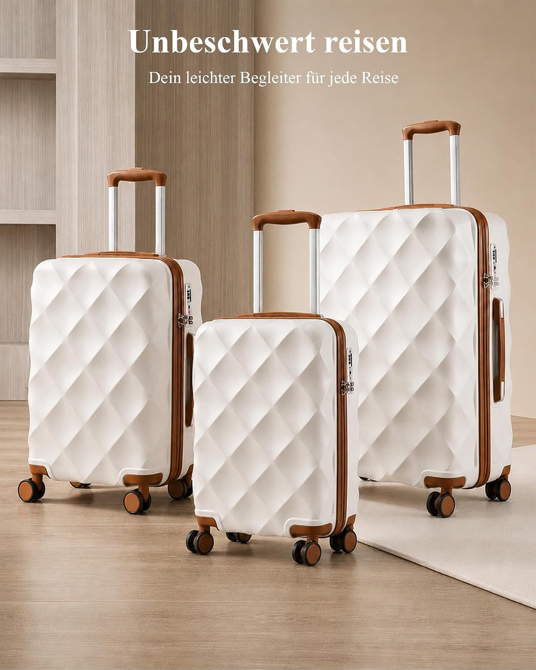 British Traveller Handgepäck Koffer 54x36.5x21.5 cm, Hartschalen Reisekoffer aus ABS+PC mit TSA-Schl