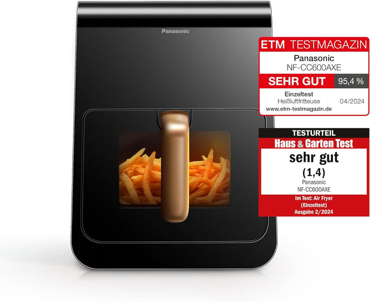 Panasonic NF-CC600AXE Air Fryer mit Sichtfenster, 6 l, 80–200 °C, digitaler Timer & LCD-Display, san