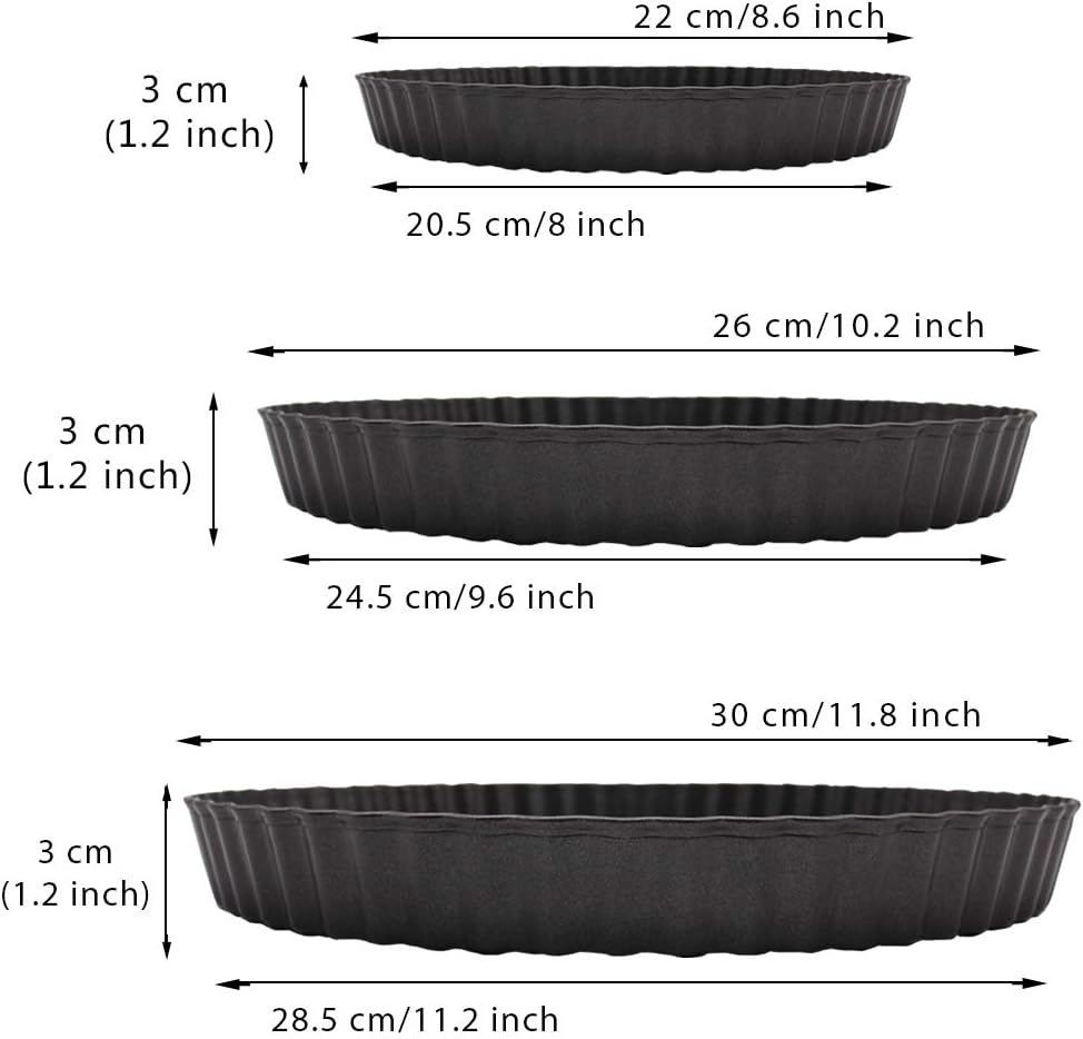 Grandwish 3 Stück Tarteform mit Hebeboden, 22/26/30 CM Antihaft Quicheform, Rund, 22/26/30 cm