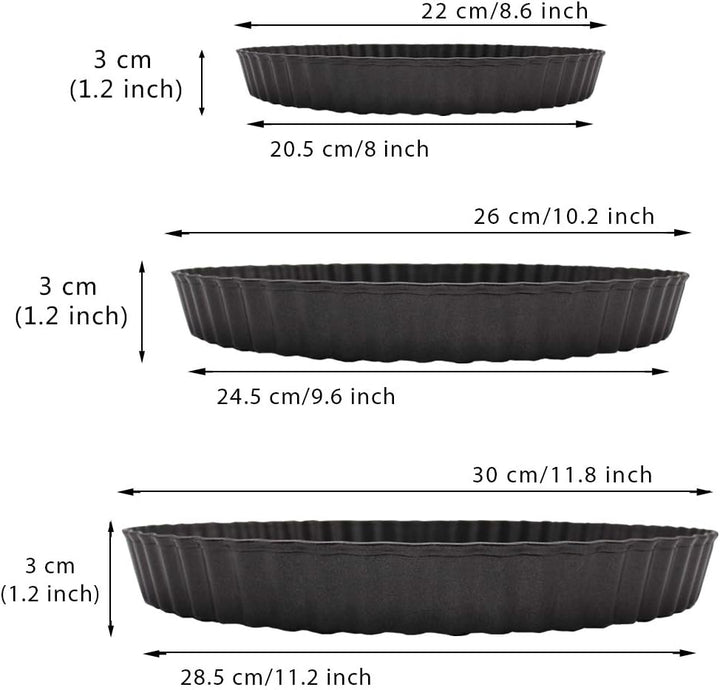 Grandwish 3 Stück Tarteform mit Hebeboden, 22/26/30 CM Antihaft Quicheform, Rund, 22/26/30 cm