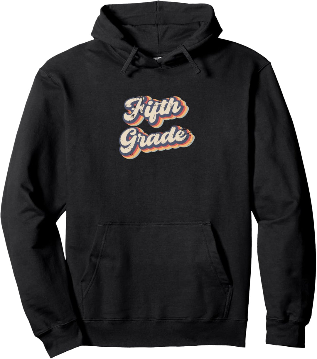 Fifth Grade School Teacher Pupil Vintage Rainbow Pullover Hoodie