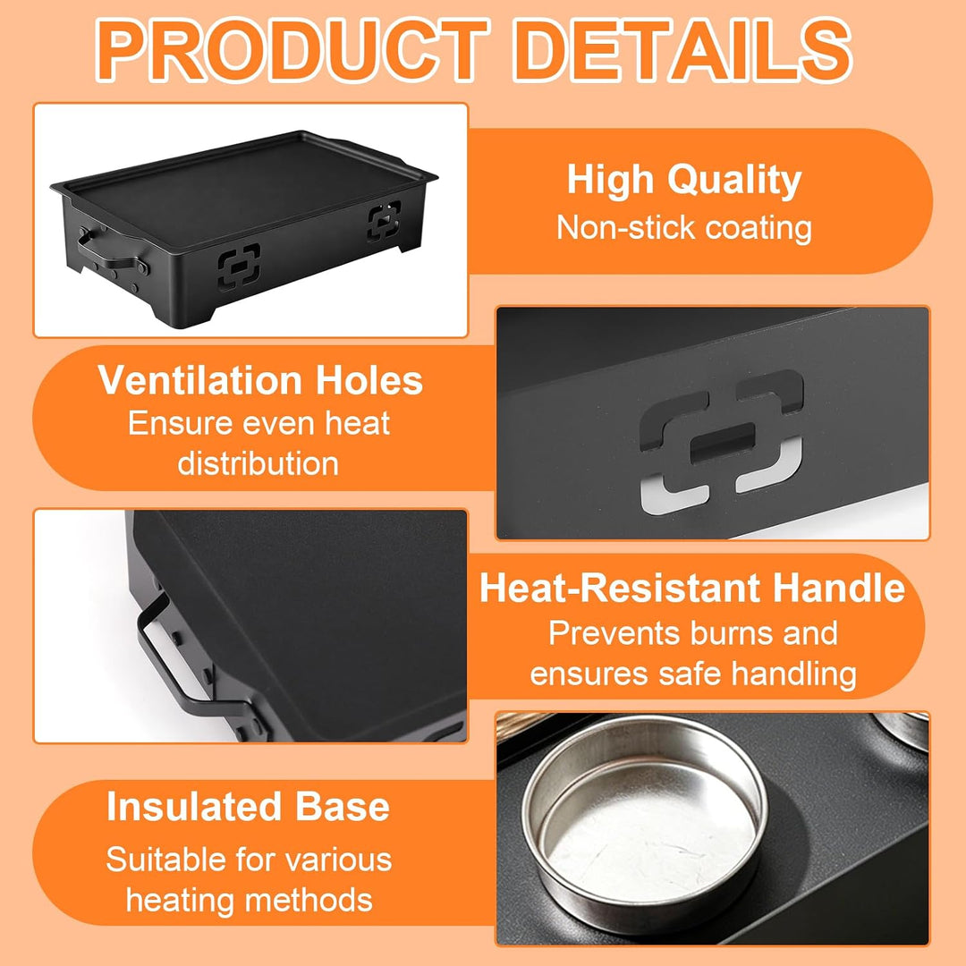 BBQ Warmhalteplatte, Aluminium Grill Heizplatte Antihaft Speisenwärmer Grill Warmhaltebehälter Speis