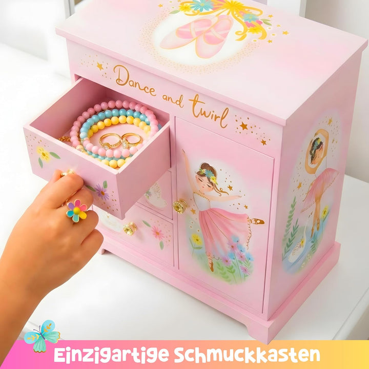Giggle &amp; Honey Ballett Geschenke für Mädchen 4 5 6 7 8 9 Jahre mit 3 Schubladen – Music Box &amp; Baller