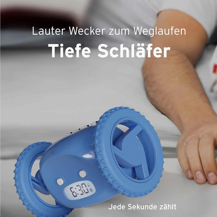 CLOCKY Lauter Wecker für schwere Schläfer auf Rädern (Erwachsene Kinder) Weglaufen Fahrender Springe