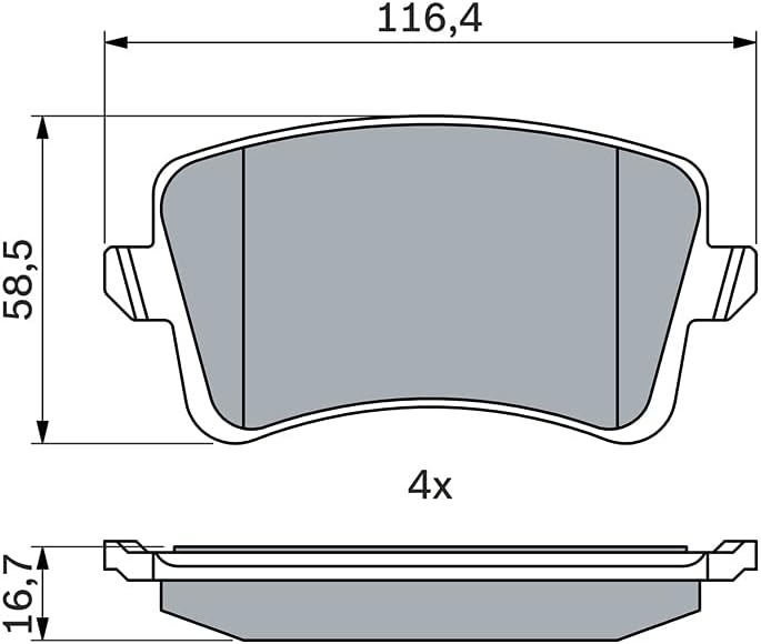Bosch BP1126 Bremsbeläge - Hinterachse - ECE-R90 Zertifizierung - vier Bremsbeläge pro Set