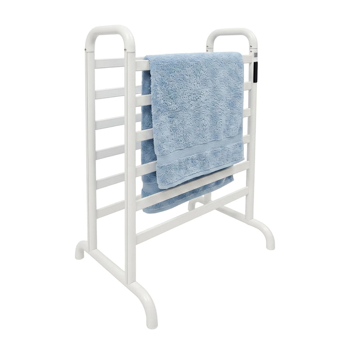 Handtuchheizkörper Elektrisch Handtuchhalter ohne Bohren 1-24h Timer, 45-60°C 180W Weiss Doppelstöck