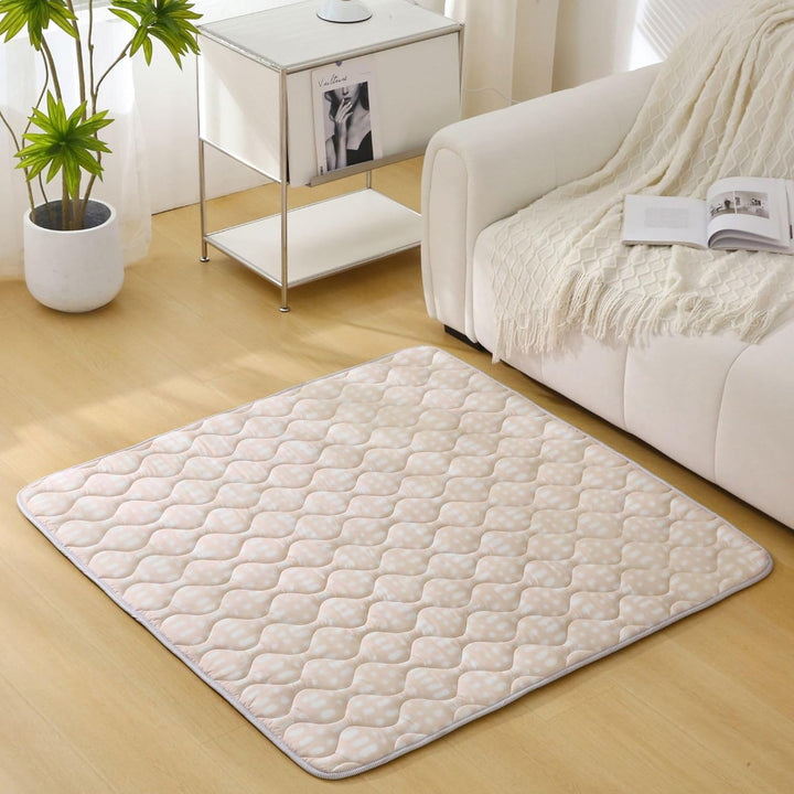 Gesteppte Krabbeldecke Baby 127cm, Hygge beige – extra Dicke 1,5cm weiche Baby Krabbelmatte – Baby S