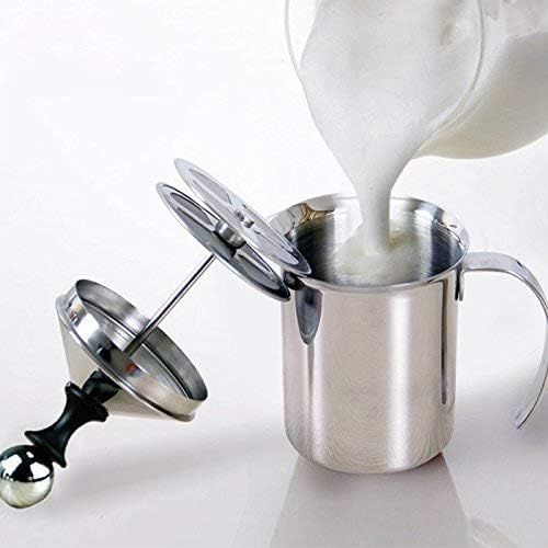 Yosoo 400 ml/800 ml Manueller Milchaufschäumer aus Edelstahl für Cappucino, Latte Macchiato 800ML si
