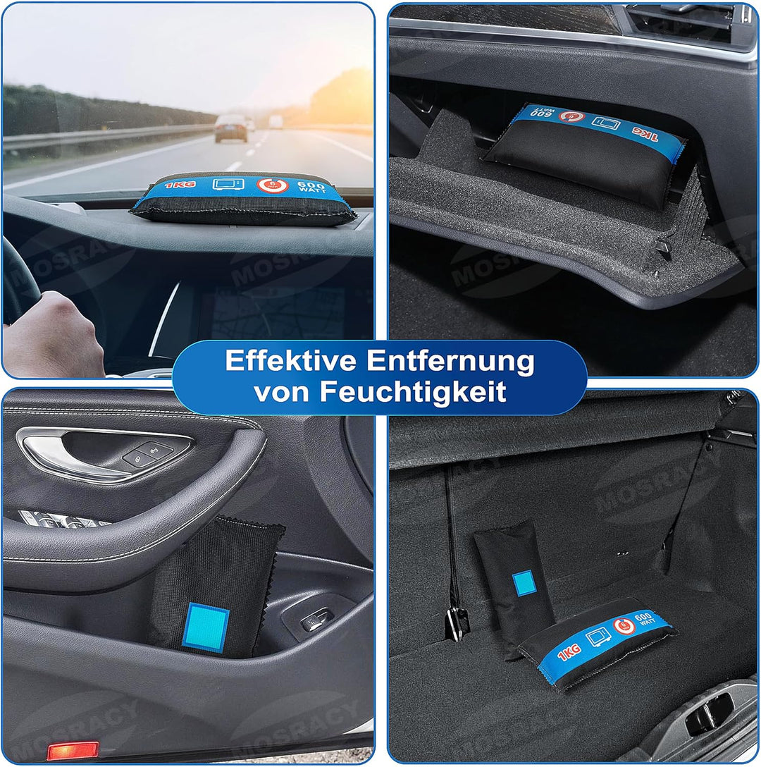 MOSRACY Luftentfeuchter Auto 1Kg, Wiederverwendbarer Auto Entfeuchter Beutel, Gegen Kondenswasser un