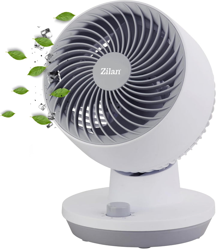 Zilan Tischventilator Sehr leise Ventilator klein 3 Stufen Energiesparend Geeignet für Büro Schlafzi