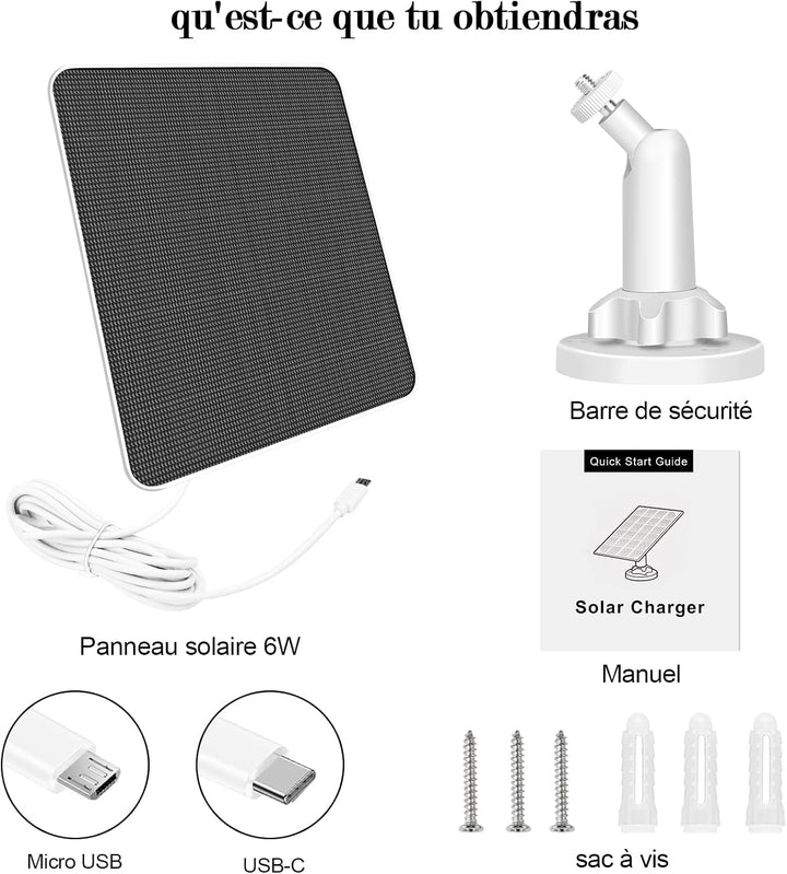 6W Solarpanel für drahtlose Überwachungskamera im Freien,5V IP65 wasserdichte Solarstromversorgung f