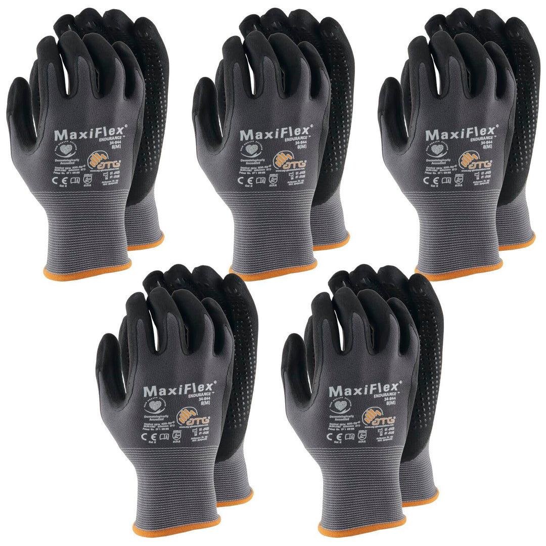 vasalat Schutzhandschuhe Maxiflex Endurance Arbeitshandschuhe Gr. 8/5 Paar Grösse 8 (5er Pack) grau/