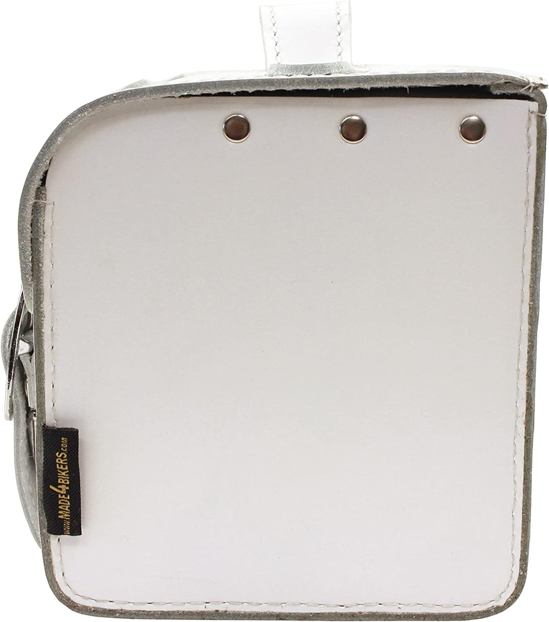 made4bikers Leder Hecktasche mit Schnellverschluss Gepäckträgertasche weiss passend für Simson S50 S