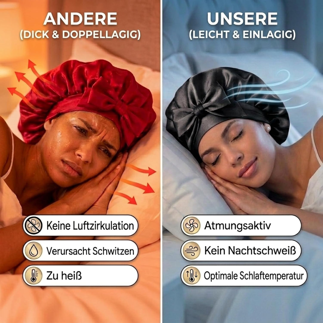 Seidenmütze – Schlafmütze aus 100% Maulbeerseide, atmungsaktive und anpassbare Schlafmützen, rutschf