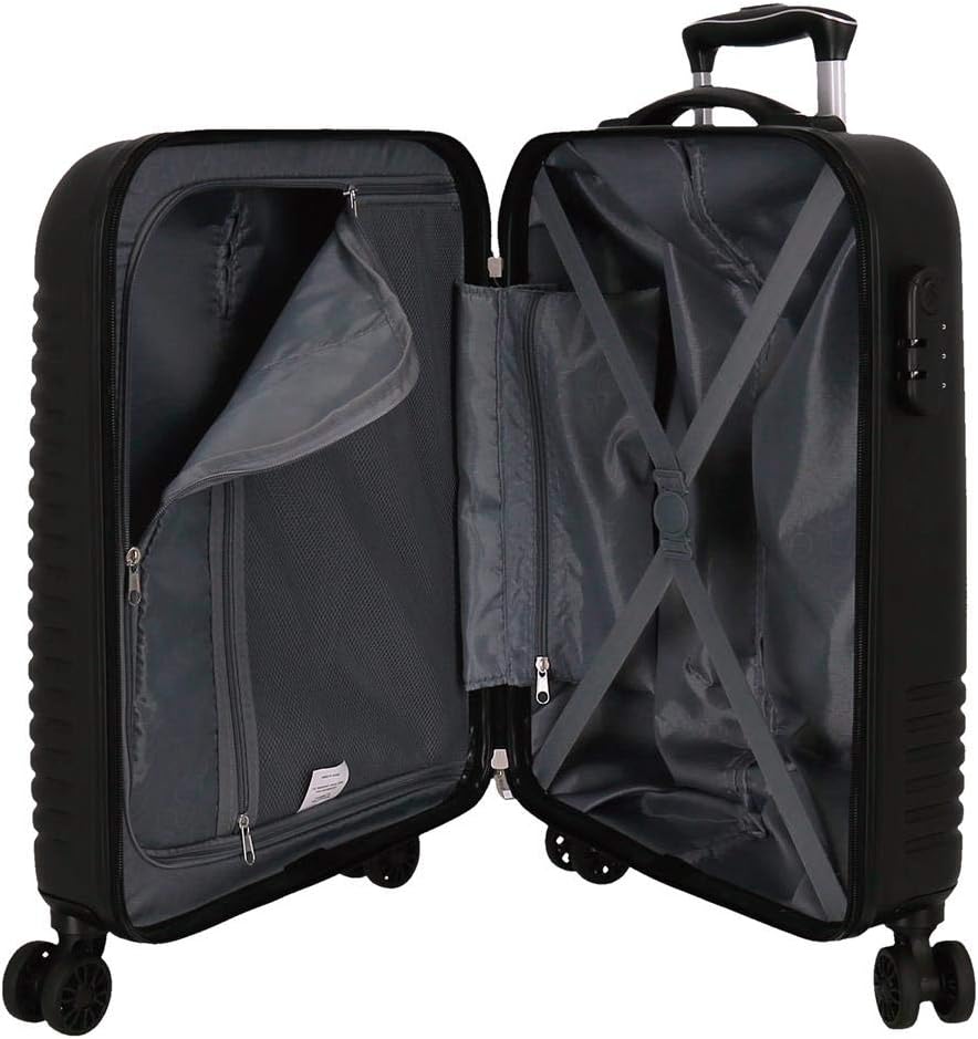 Roll Road India Kabinenkoffer Schwarz 40x55x20 cms Hartschalen ABS Kombinationsschloss 37L 2,5Kgs 4