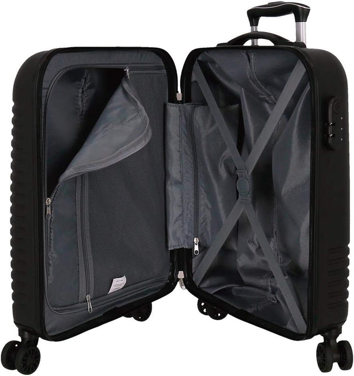 Roll Road India Kabinenkoffer Schwarz 40x55x20 cms Hartschalen ABS Kombinationsschloss 37L 2,5Kgs 4