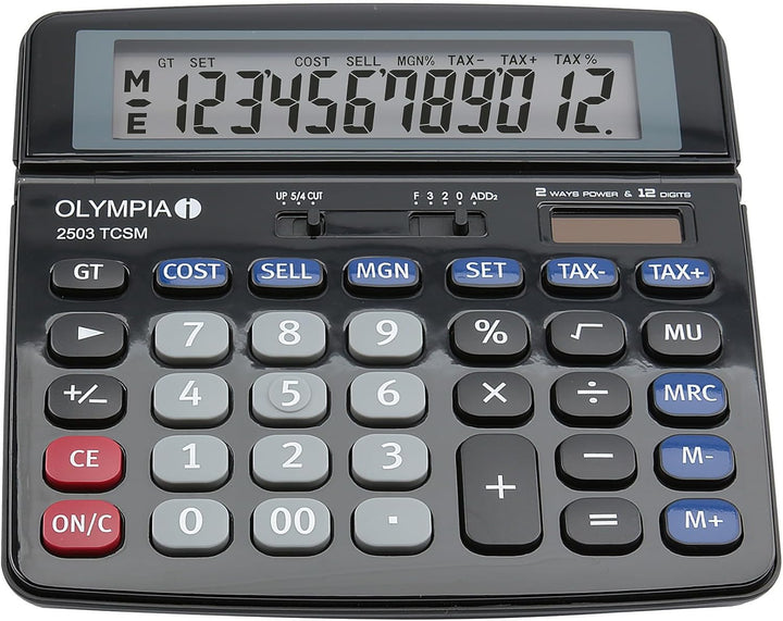 Olympia Tools 40183 Modell 2503 Taschenrechner Desktop Finanzrechner, Schwarz/Blau/Grau
