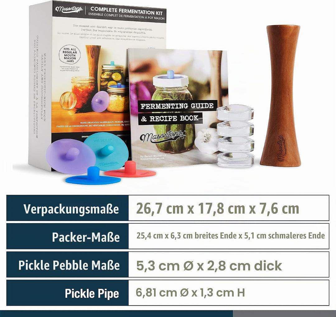Masontops Komplettes Einmachglas Fermentationskit - Einfaches SMALL/REGULAR Einmachgläser-Gemüseferm