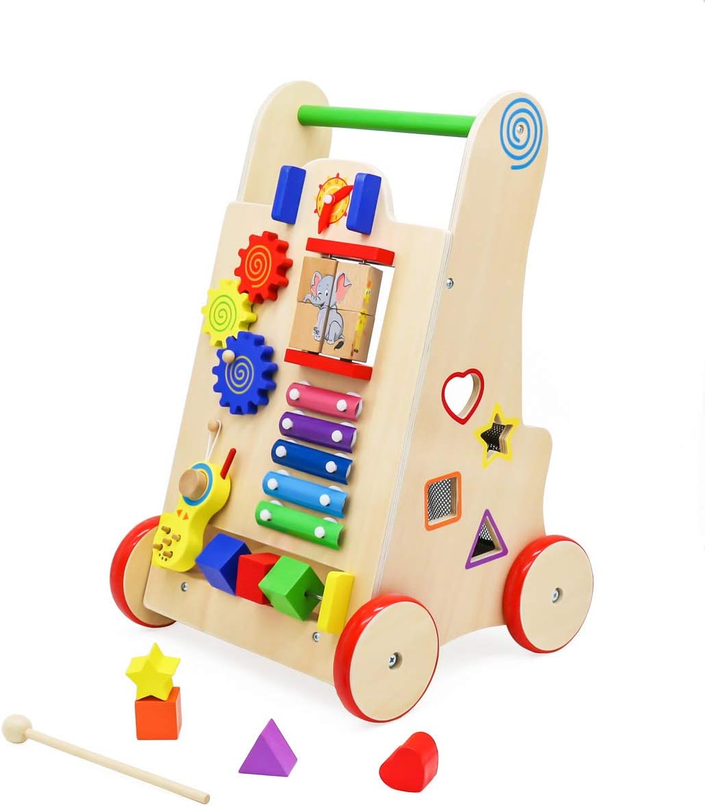 IKONKA Baby Lauflernwagen 6in1 Lernwürfel für die ersten Schritte Spielzeug tragen Zählen lernen Zei