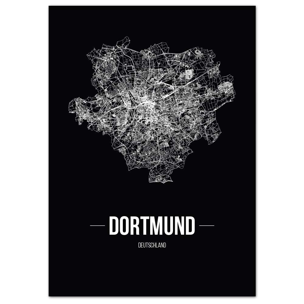JUNIWORDS Stadtposter, Dortmund, Wähle eine Grösse, 40 x 60 cm, Poster, Schrift B, Schwarz 40 x 60 c