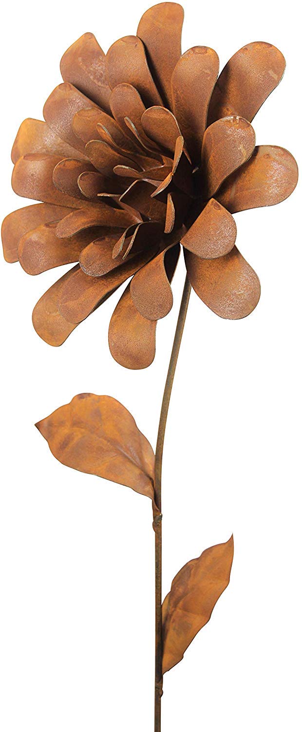 Bornhöft Gartenstecker Blume Metall Rost Gartendeko Edelrost Dahlie Garten Deko Dekoration 116cm Ros