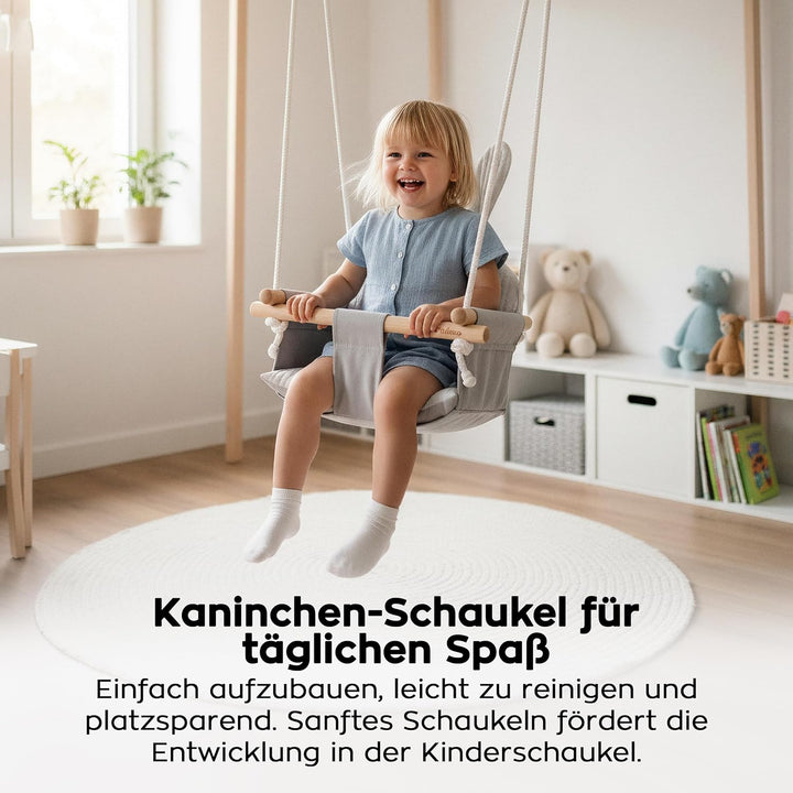 Tulano Hop 33 Grey | Baby Schaukel Hängesitz Indoor & Outdoor | Ab 6 Monaten | Mit Sicherheitsgurt &