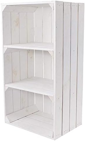 6er Set Weisse Regalkiste mit 2 Mittelbrettern 68cm x 40cm x 31cm Apfelkiste Obstkiste Weinkiste Hol