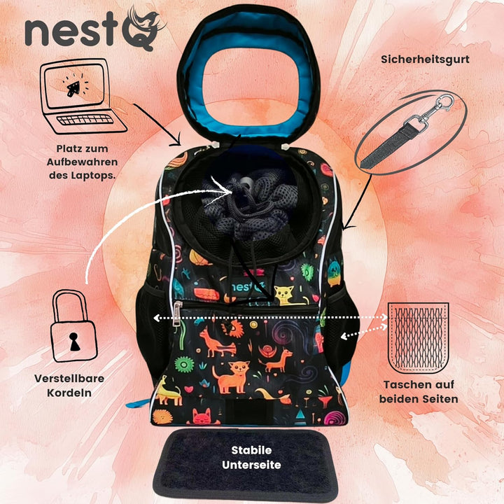 Rucksack für kleine Haustiere wie Hunde und Katzen bis 3 kg – Nackenschutz – Reisetasche, Welpen – G