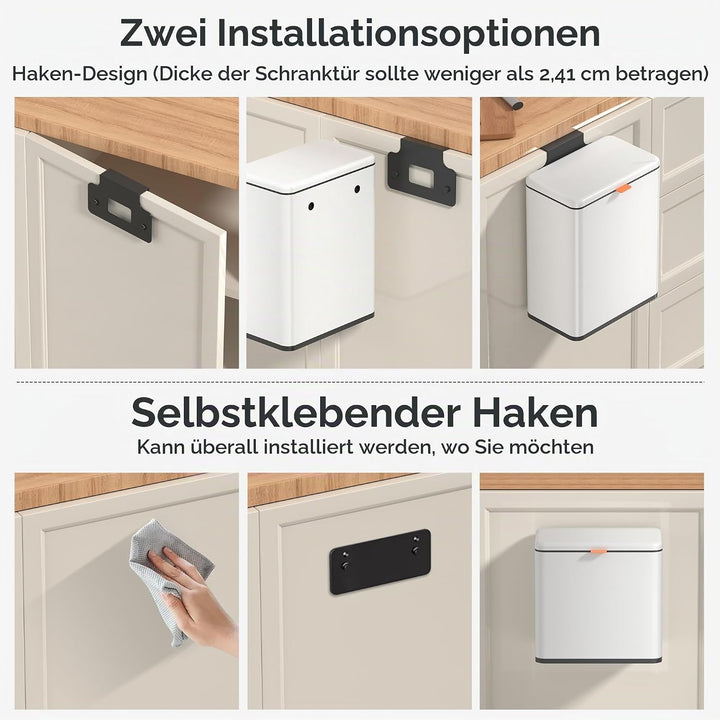 Mbillion Küchenkomposteimer, hängender Mülleimer mit Deckel, 4L/1,05 Gallonen, Edelstahl-Mülleimer f