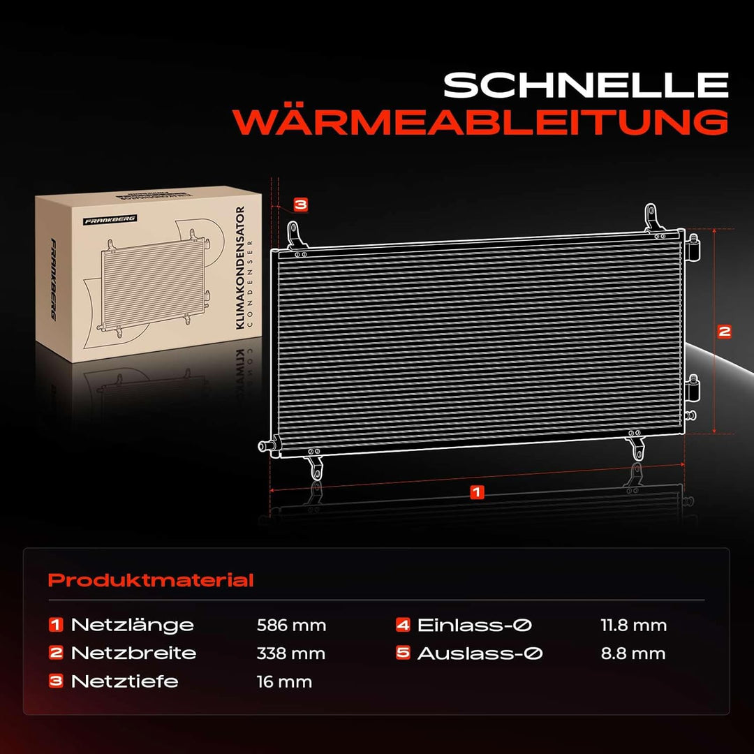Frankberg Kondensator Klimaanlage Kompatibel mit Mito 955 1.3L 1.4L 2008-2018 Doblo Grossraumlimousi