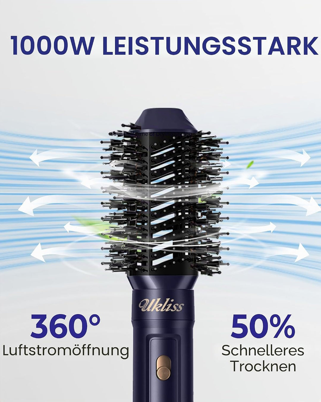 UKLISS Haartrockner &amp; Haarstyler 6 in 1, Automatisch Airflow Lockenstab, Hair Dryer, Rundbürstenföhn