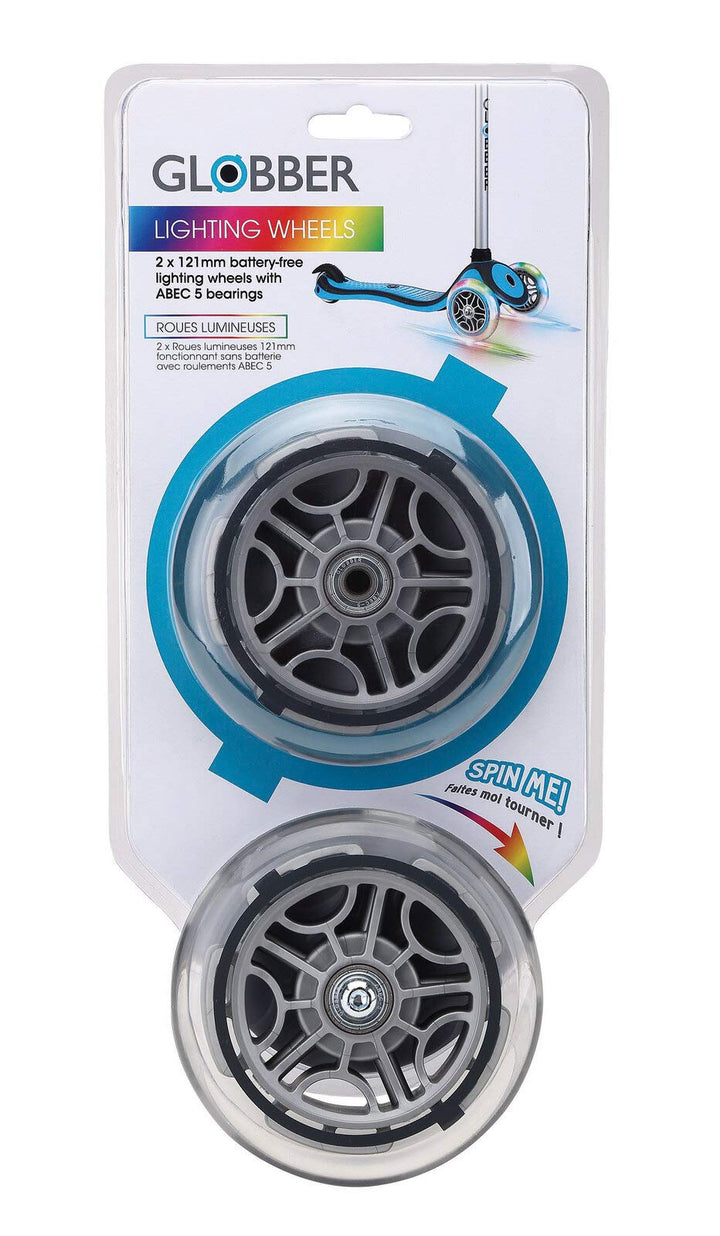 Globber 2 LED-Lichtrollen, 121 mm, 121 mm, Jugendliche, Unisex, transparent
