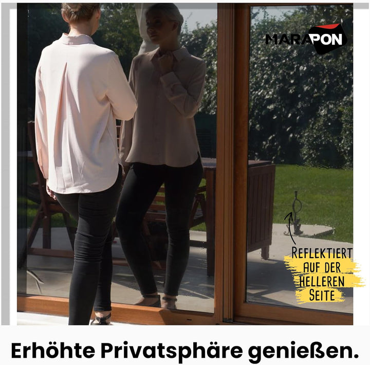 MARAPON® Spiegelfolie Fenster Sichtschutz [90x200 cm] Fensterfolie Sonnenschutz aussen ohne Rückstän