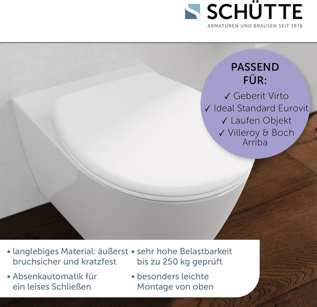 SCHÜTTE WC-Sitz passend zu Villeroy & Boch Arriba, Laufen Objekt, Ideal Standard Eurovit, Geberit Vi