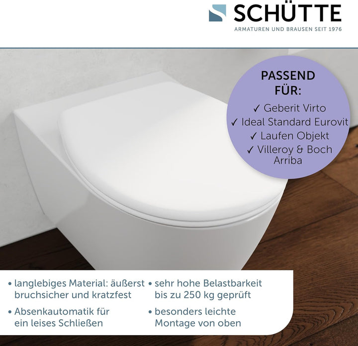 SCHÜTTE WC-Sitz passend zu Villeroy & Boch Arriba, Laufen Objekt, Ideal Standard Eurovit, Geberit Vi