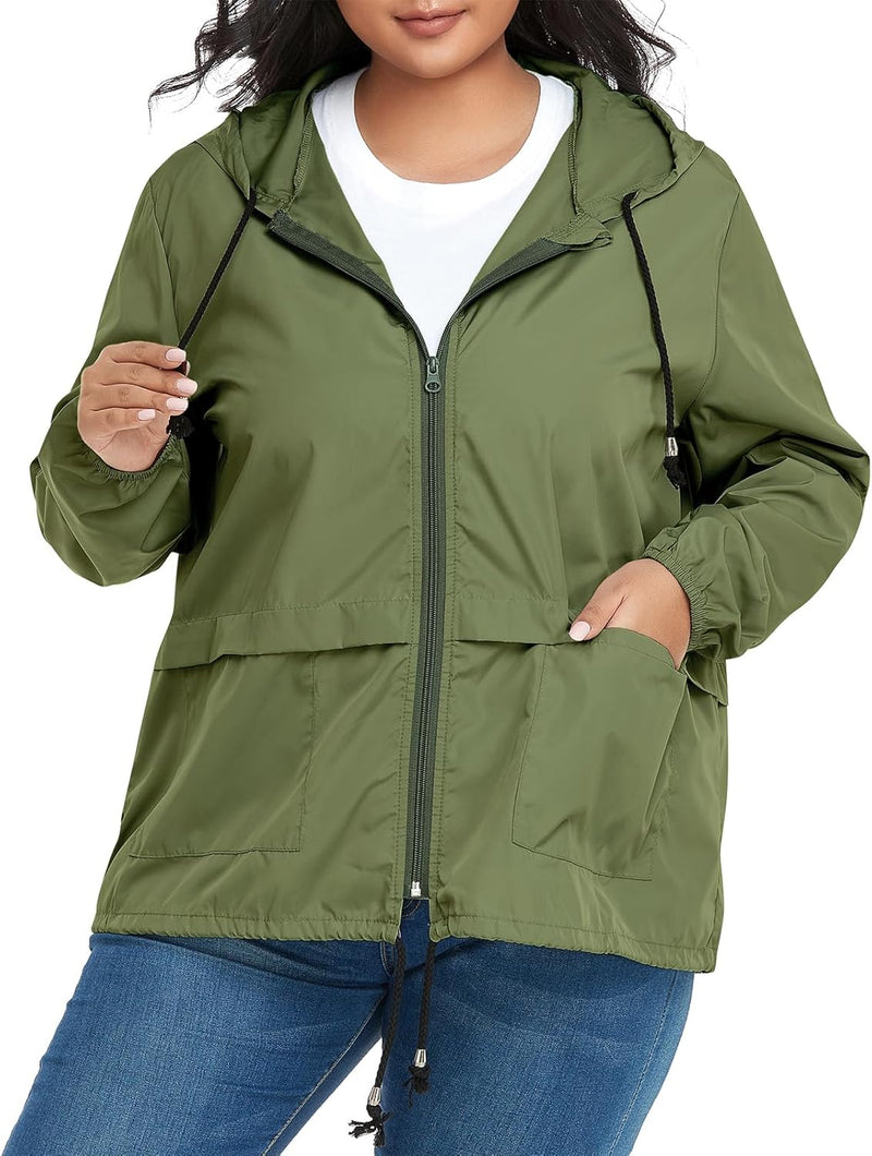 PONCEAU Regenjacke Damen Wasserdicht Windbreaker Atmungsaktiv bergangsjacke Regencape Leichte Jacke