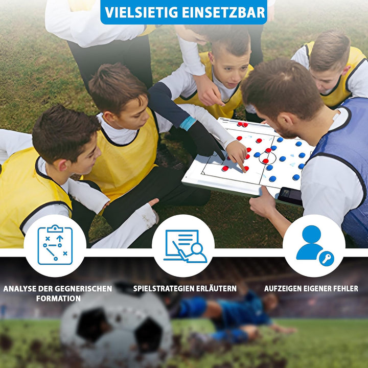 Sportacular Gear Taktiktafel Fussball inkl. Zubehör | Coachboard Professional | Stabiler Alu-Rahmen