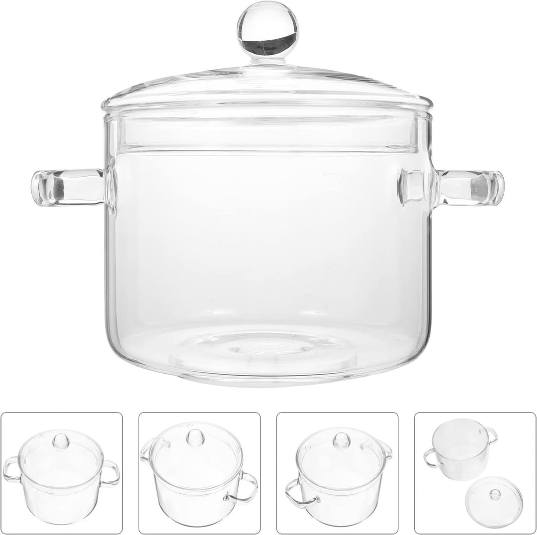 MAGICLULU Hitzebeständiger Suppentopf Aus Borosilikatglas Mit Deckel Und Doppelgriff Transparenter K