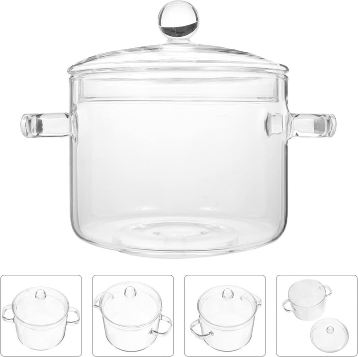 MAGICLULU Hitzebeständiger Suppentopf Aus Borosilikatglas Mit Deckel Und Doppelgriff Transparenter K