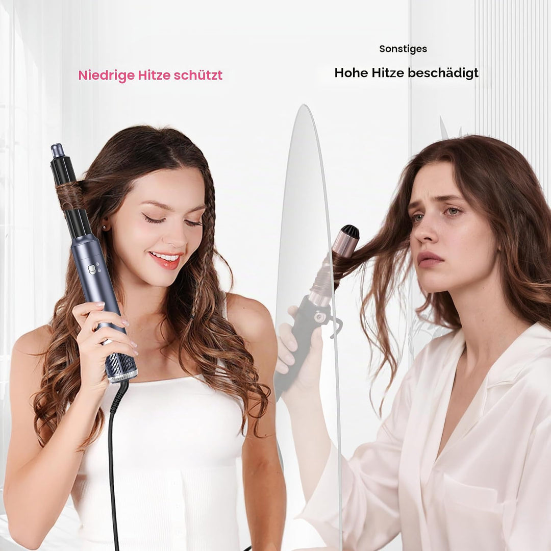 MogaWave Pro Hairstyler 6 in 1 Airstyler 1000W Haartrockner, Airbrush Haarstyler mit Rundbürstenföhn