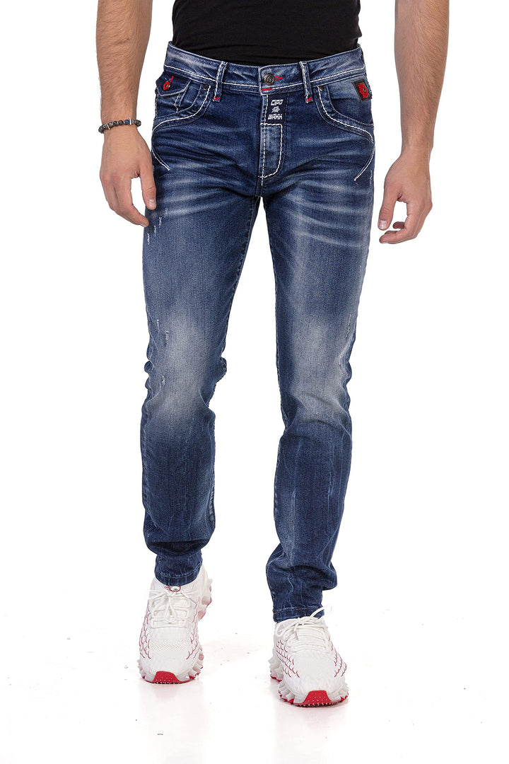 Cipo & Baxx Herren Regular Fit Jeanshose Denim Pants Jeans Hose CD692 Blau W38 L34