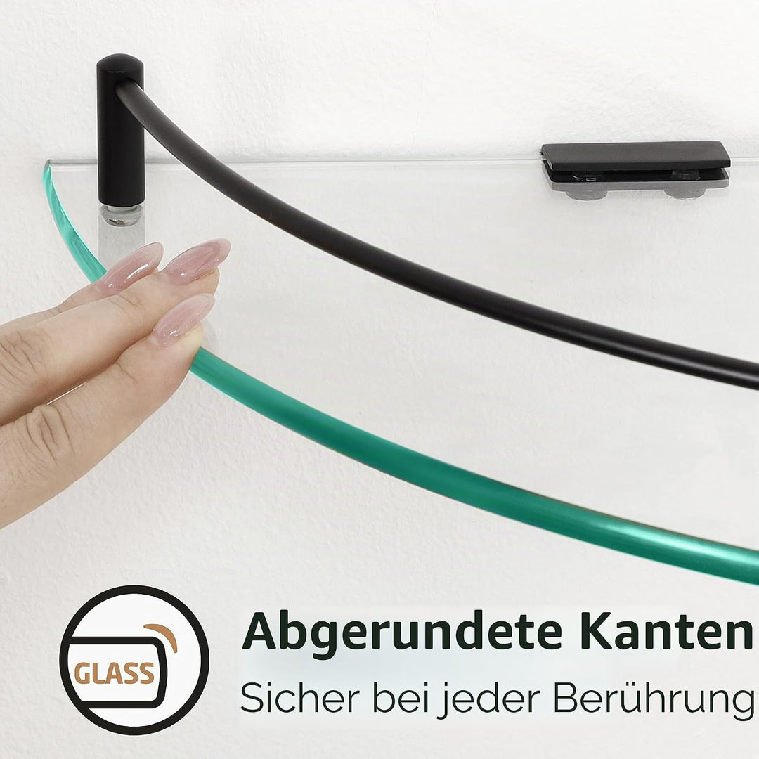 KES Glasregal Duschregal Duschablage Regal Glas Badezimmer Wandregal SUS304 Edelstahl 7MM Badregal D