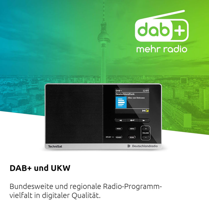 TechniSat DIGITRADIO 215 Deutschlandradio Edition - portables DAB Radio (DAB+, UKW, Farbdisplay, sec