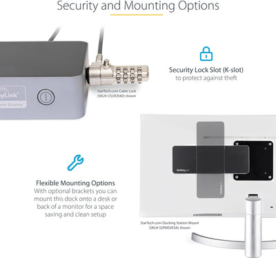 StarTech.com Dockingstation (USB-C & USB-A Dock, Universal, Dual 4K, Mac Windows & Chrome OS)