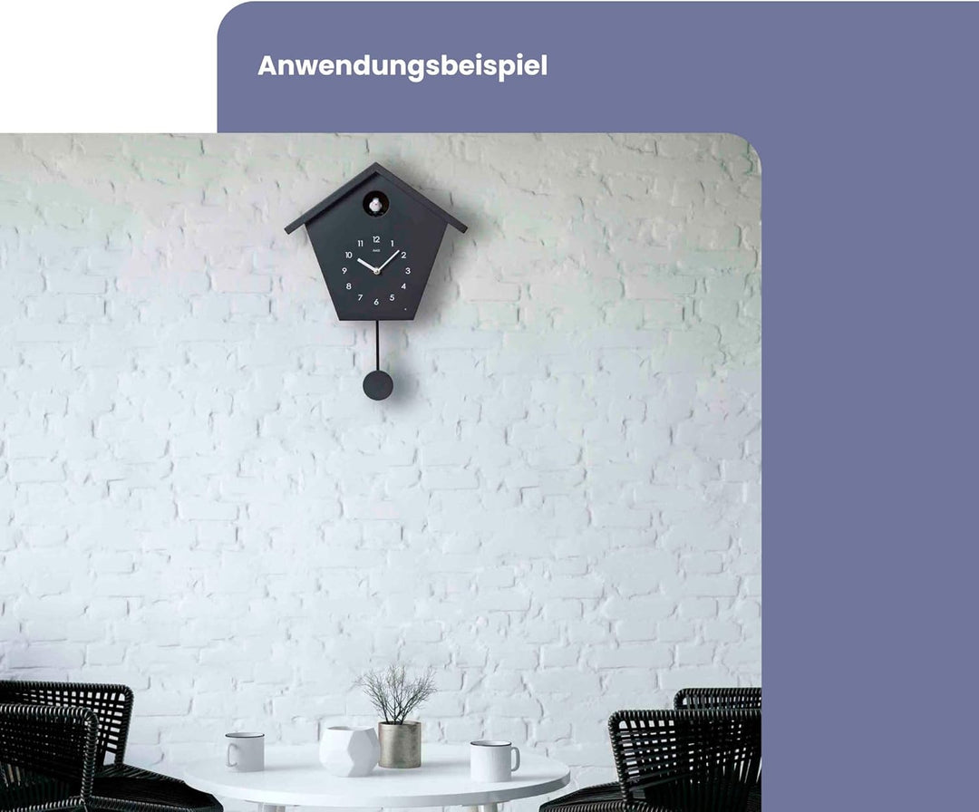 Cuco Clock Kuckucksuhr SCHWARZWALDHAUS, Pendeluhr Wanduhr, Moderne Schwarzwalduhr, 37,5× 23 × 11,4cm